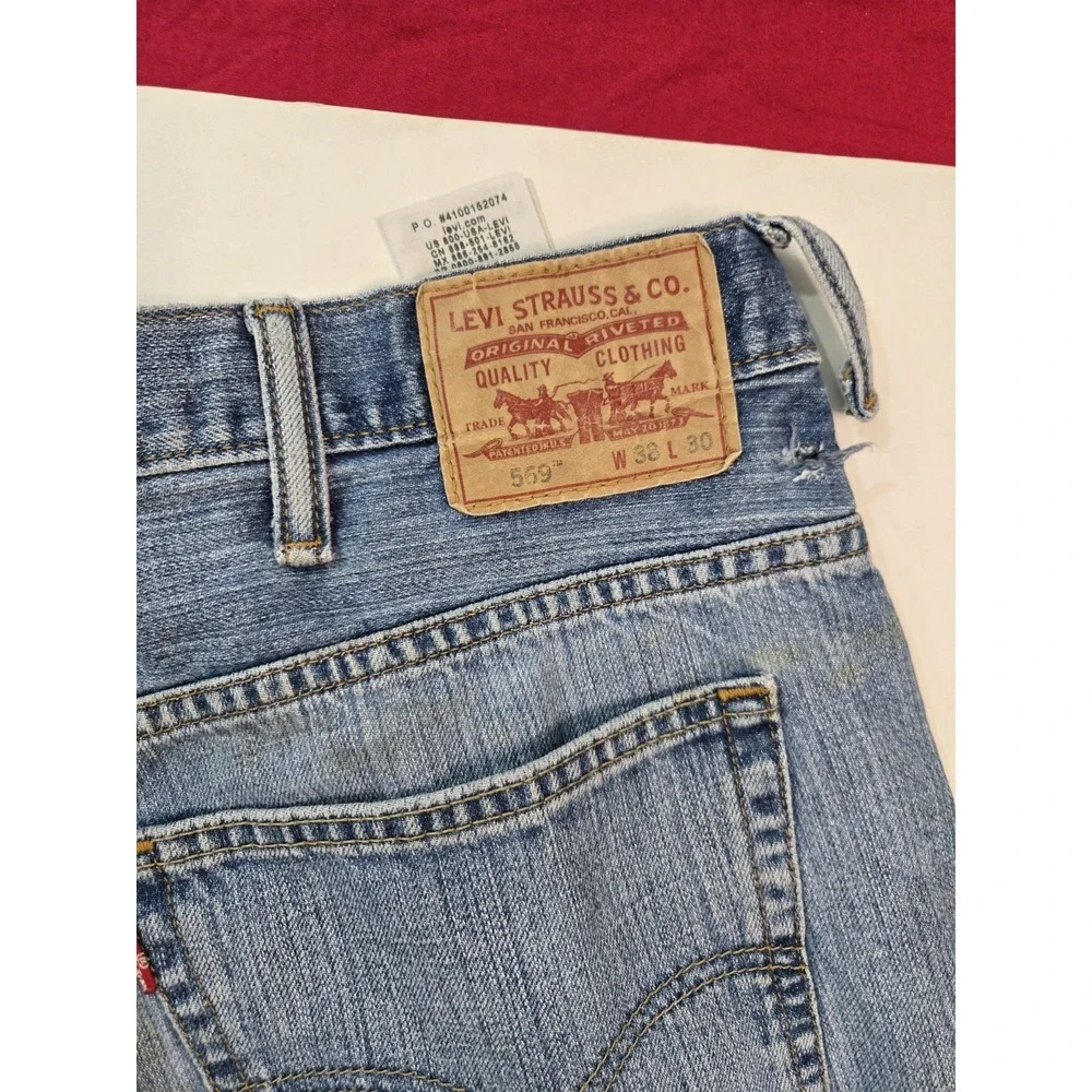 Levi's 569 Jeans Mens 38x30 Blue Dark Wash Denim ‎ Loose Straight Baggy Skater